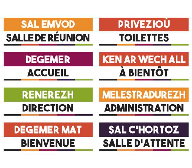 planche autocollants bilingue breton signalétique entreprise bureaux